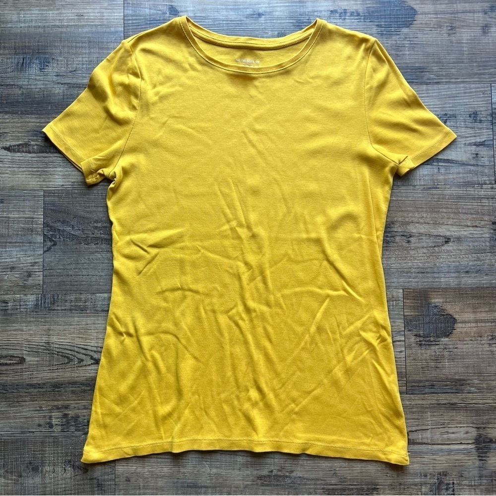 Talbots Women's Yellow The Talbots Tee Short Sleeve 100% Pima Cotton Size S